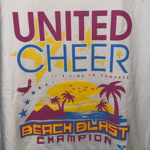 Cheer competition tank top beach blast cheerleader white pink shirt youth Large - Picture 2 of 5